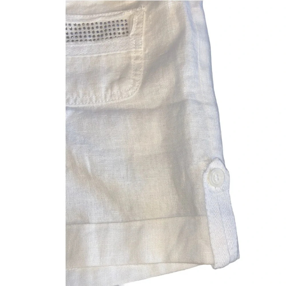 INC White Rhinestone Linen Shorts - Picture 6 of 9